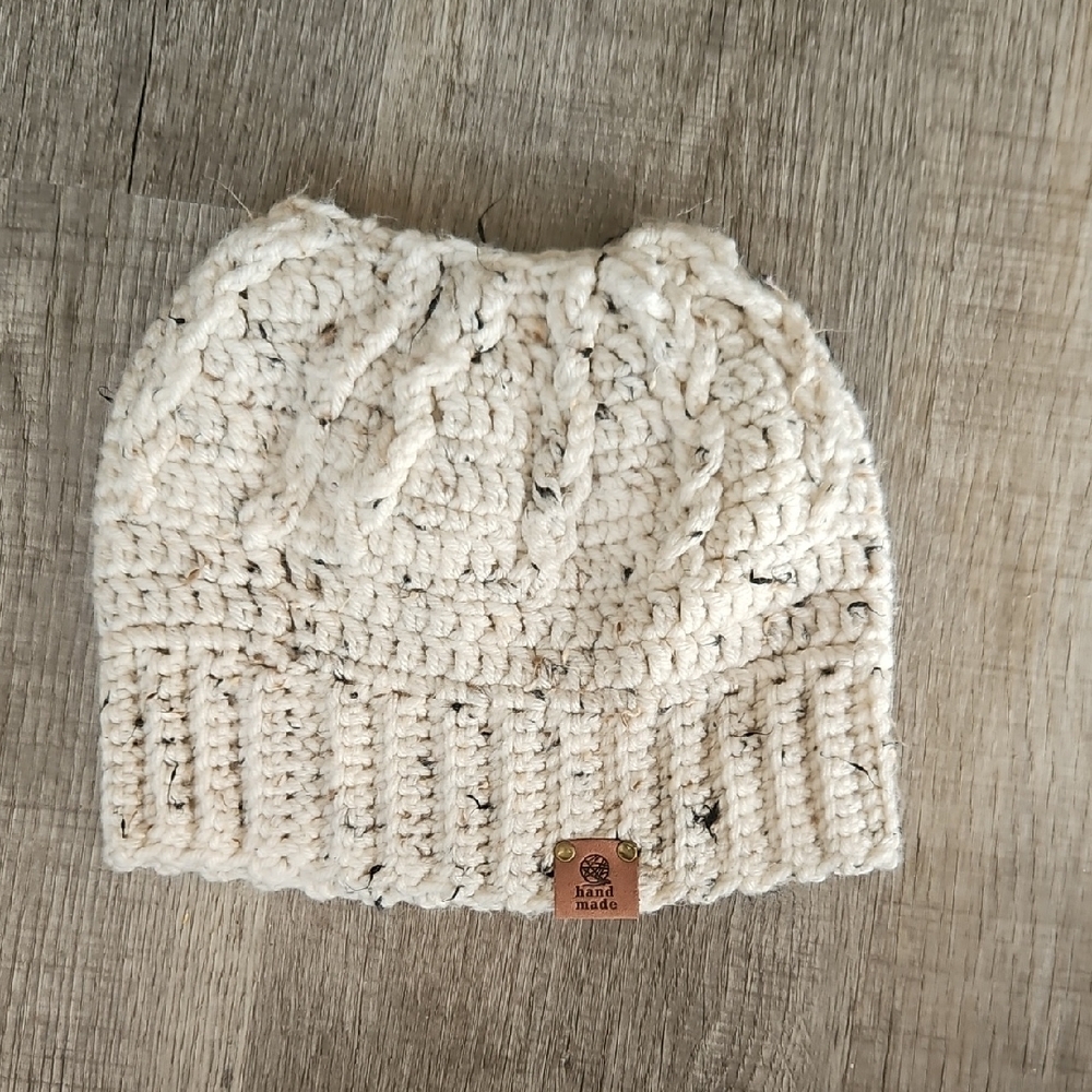 Handmade Cream Knit Beanie
